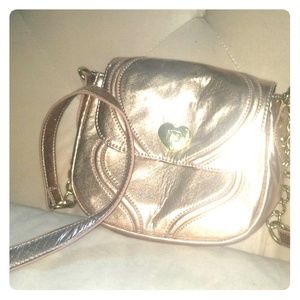 Betsey Johnson rose gold cross body bag